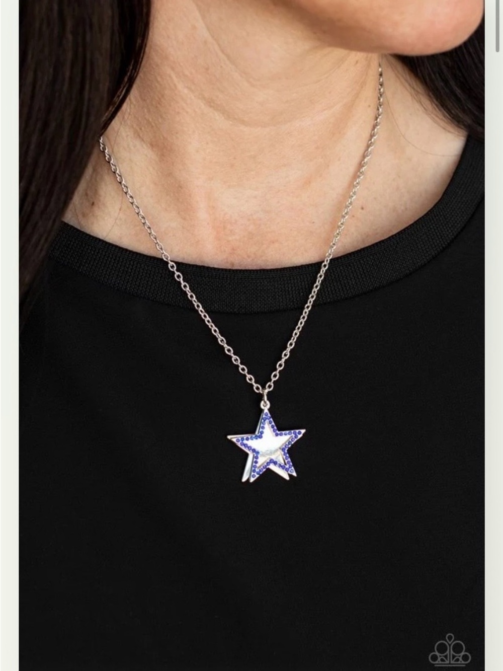paparazzi Silver Star Necklace with Blue Accents